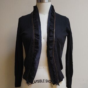 VTG J Crew Navy Sweater Zipper Detail Size Small